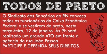 TODOS DE PRETO NO ATO PÃšBLICO NA CAIXA. NESTA TERÇA.